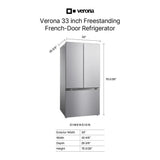 Verona VEFFD3316RISL 33 inch Freestanding French Door Refrigerator with 16.5 cu. ft. Capacity, Automatic Ice Maker, Recessed Handle