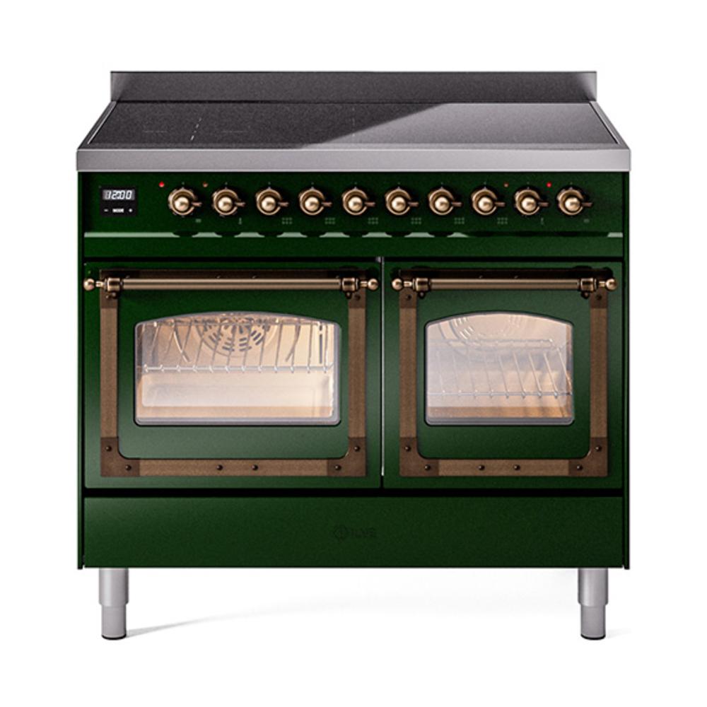 ILVE UNDI406NMPEGB Nostalgie II Noblesse 40 inch Induction Range (Triple Glass Door, Emerald Green, Burnished)