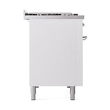 ILVE UN48FQNMPWHC Nostalgie II Noblesse 48 inch Dual Fuel Range (8 Sealed Burners + Griddle, Natural Gas, Solid Door, White, Chrome)