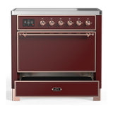 ILVE UMIB36QNR3BUP Majestic III 36 inch Induction Range with 6 Elements, 3.5 cu. ft. Total Oven Capacity (Solid Door, Burgundy, Copper)