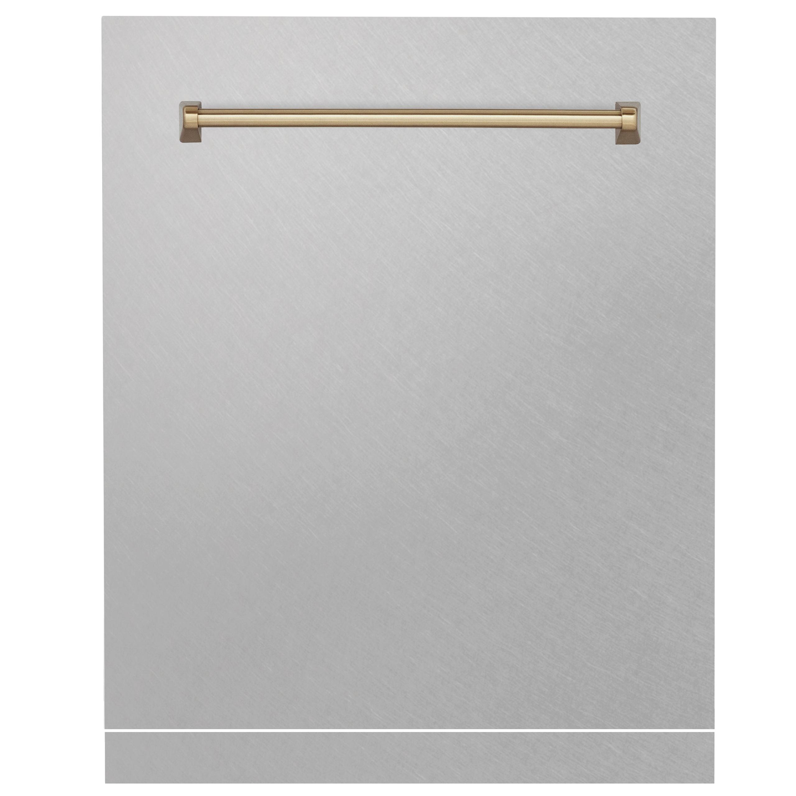 ZLINE 24 in. Autograph Edition Monument Dishwasher Panel with Champagne Bronze Handle in Color Options (DPMTZ-24-CB) [Color: DuraSnow Stainless Steel with Champagne Bronze Handle]