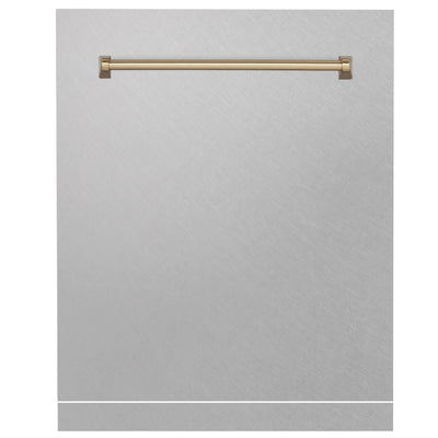 ZLINE 24 in. Autograph Edition Monument Dishwasher Panel with Champagne Bronze Handle in Color Options (DPMTZ-24-CB) [Color: DuraSnow Stainless Steel with Champagne Bronze Handle]