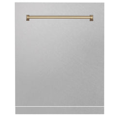 ZLINE 24 in. Autograph Edition Monument Dishwasher Panel with Champagne Bronze Handle in Color Options (DPMTZ-24-CB) [Color: DuraSnow Stainless Steel with Champagne Bronze Handle]