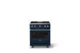 30"W. Sealed Burner Gas Range (Finish: Slate Blue, Trim: Polished Chrome, Fuel: Natural Gas)