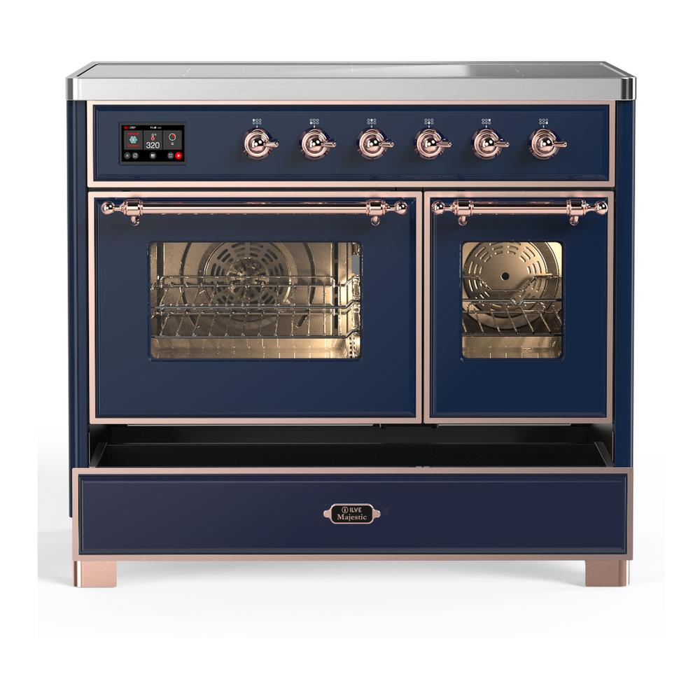 ILVE UMDIB40NR3MBP Majestic III 40 inch Induction Range with 6 Elements, 3.82 cu. ft. Total Oven Capacity (Triple Glass Door, Midnight Blue, Copper)