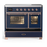 ILVE UMDIB40NR3MBP Majestic III 40 inch Induction Range with 6 Elements, 3.82 cu. ft. Total Oven Capacity (Triple Glass Door, Midnight Blue, Copper)