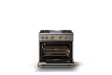 36"W. Sealed Burner Gas Range (Burner: 4g, Finish: Nantucket, Trim: Brushed Brass, Fuel: Natural Gas)