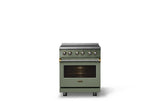 30"W. Induction Range (Finish: Eucalyptus, Trim: Brushed Brass)