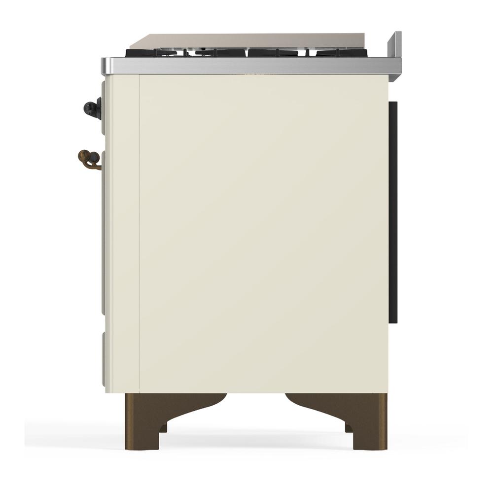 ILVE UM36FQNR3AWB Majestic III 36 inch Dual Fuel Range with 6 Black Brass Burners and Griddle, Dual Function Burner up to 25,000 BTU (Solid Door, Antique White, Burnished, Natural Gas)