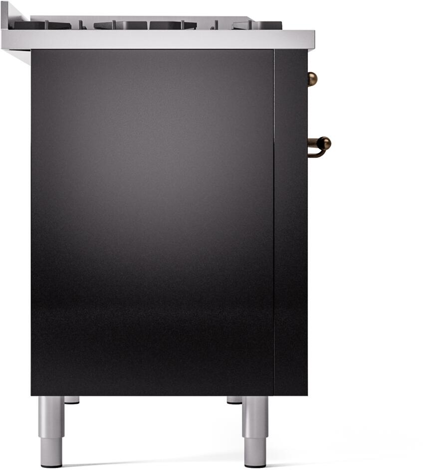 Nostalgie II 48 Inch Dual Fuel Liquid Propane Freestanding Range in Glossy Black with Bronze Trim