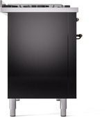 Nostalgie II 48 Inch Dual Fuel Liquid Propane Freestanding Range in Glossy Black with Bronze Trim