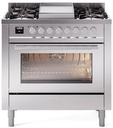 Professional Plus II 36 Inch Dual Fuel Natural Gas Freestanding Range in Stainless Steel with Trim