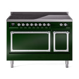 ILVE UNI486QNMPEGC Nostalgie II Noblesse 48 inch Induction Range (Solid Door, Emerald Green, Chrome)