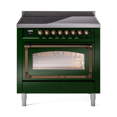 ILVE UNI366NMPEGB Nostalgie II Noblesse 36 inch Induction Range (Triple Glass Door, Emerald Green, Burnished)