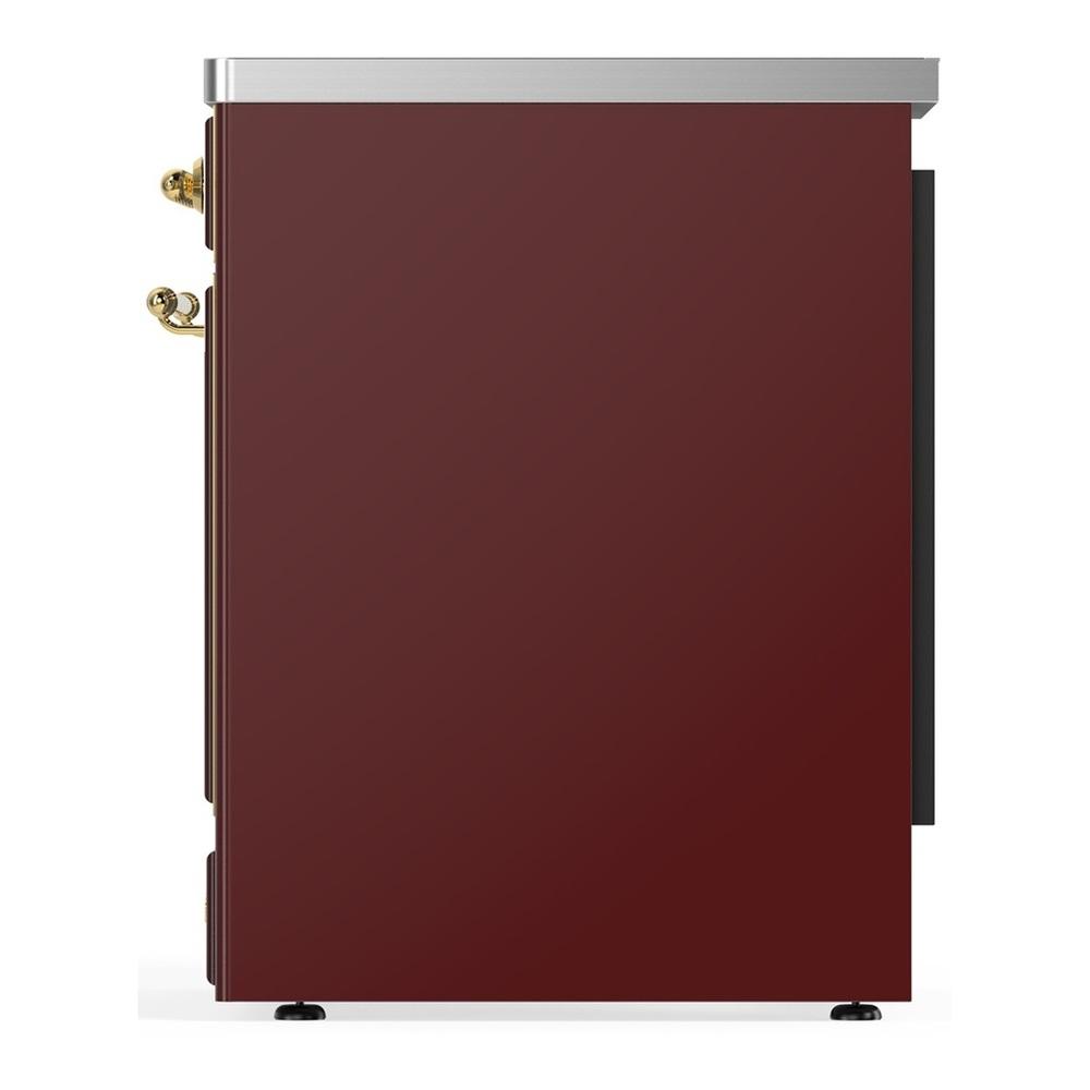ILVE UMIB30NR3BUG Majestic III 30 inch Induction Range with 4 Elements, 4 cu. ft. Oven Capacity (Triple Glass Door, Burgundy, Brass)