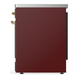 ILVE UMIB30NR3BUG Majestic III 30 inch Induction Range with 4 Elements, 4 cu. ft. Oven Capacity (Triple Glass Door, Burgundy, Brass)