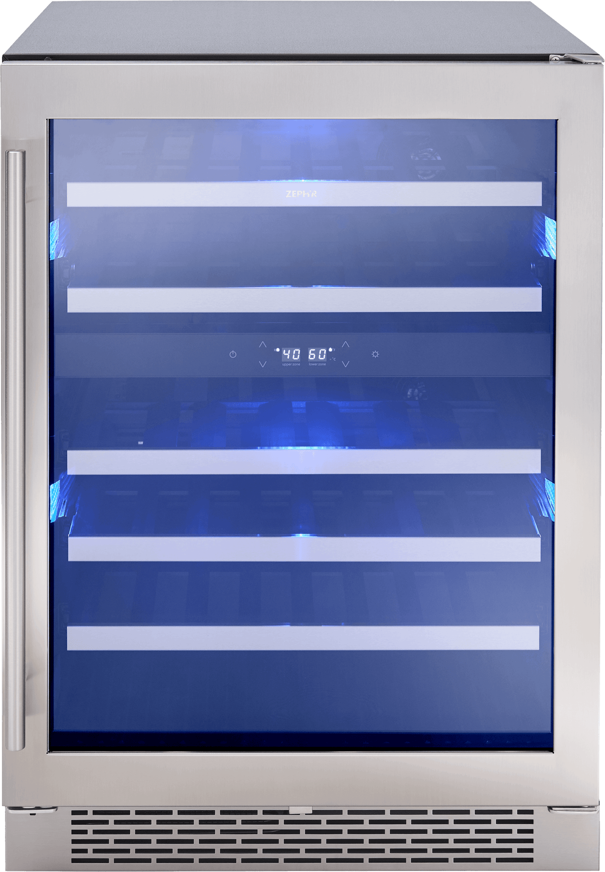 Presrv Wine Cooler, 24in Under Cabinet, SS+Glass, Reverse Door, 2 Zone