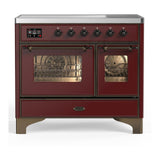ILVE UMDIB40NR3BUB Majestic III 40 inch Induction Range with 6 Elements, 3.82 cu. ft. Total Oven Capacity (Triple Glass Door, Burgundy, Burnished)