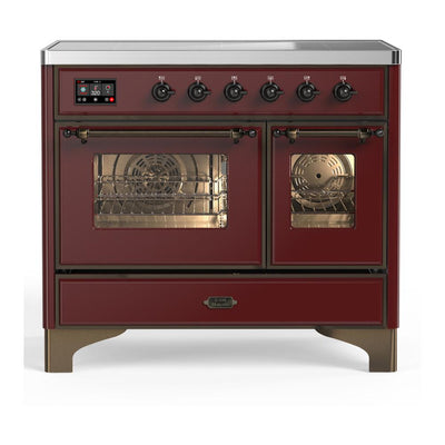 ILVE UMDIB40NR3BUB Majestic III 40 inch Induction Range with 6 Elements, 3.82 cu. ft. Total Oven Capacity (Triple Glass Door, Burgundy, Burnished)