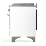 ILVE UM60FNR3WHCLP Majestic III 60 inch Dual Fuel Range with 9 Burners and Griddle, Dual Function Burner up to 25,000 BTU (Liquid Propane, Triple Glass Door, White, Chrome)
