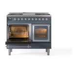 ILVE UND40FNMPBGCLP Nostalgie II Noblesse 40 inch Dual Fuel Range (Liquid Propane, Triple Glass Door, Blue Grey, Chrome)