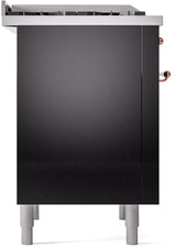 Nostalgie II 36 Inch Dual Fuel Liquid Propane Freestanding Range in Glossy Black with Copper Trim