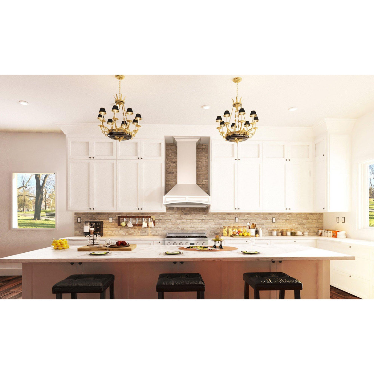 ZLINE Wooden Wall Mount Range Hood in White - Includes Remote Motor (321TT-R) [Size: 30 Inch, CFM: 400]