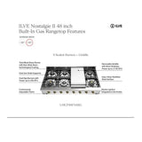 ILVE UHCP48FNSSC Nostalgie II 48 inch Built-In Gas Rangetop with Griddle, in Stainless Steel (Natural Gas, Chrome)
