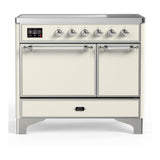 ILVE UMDIB40QNR3AWC Majestic III 40 inch Induction Range with 6 Elements, 3.82 cu. ft. Total Oven Capacity (Solid Door, Antique White, Chrome)