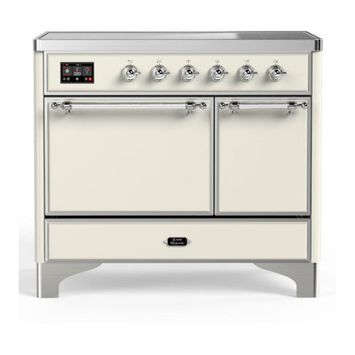 ILVE UMDIB40QNR3AWC Majestic III 40 inch Induction Range with 6 Elements, 3.82 cu. ft. Total Oven Capacity (Solid Door, Antique White, Chrome)