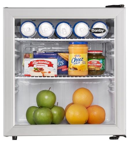 Danby 1.6 cu. ft. Compact Glass Door Fridge in Platinum