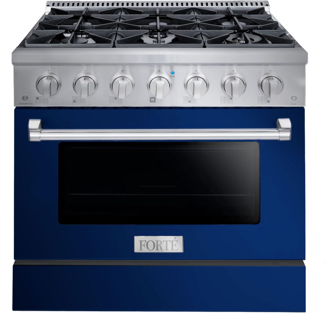FGR366BBL 36" Freestanding Gas Range with 6 Sealed Burners, 4.5 cu. ft. Oven Capacity, Precise Temperature System, Edge to Edge Grates, Easy Glide Oven Racks, 10K BTU Broiler, LP Convertible, in Blue