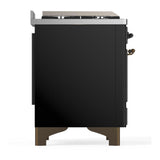 ILVE UM36FQNR3BKB Majestic III 36 inch Dual Fuel Range with 6 Black Brass Burners and Griddle, Dual Function Burner up to 25,000 BTU (Solid Door, Glossy Black, Burnished, Natural Gas)