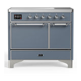ILVE UMDIB40QNR3BGC Majestic III 40 inch Induction Range with 6 Elements, 3.82 cu. ft. Total Oven Capacity (Solid Door, Blue Grey, Chrome)