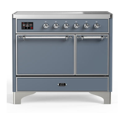 ILVE UMDIB40QNR3BGC Majestic III 40 inch Induction Range with 6 Elements, 3.82 cu. ft. Total Oven Capacity (Solid Door, Blue Grey, Chrome)