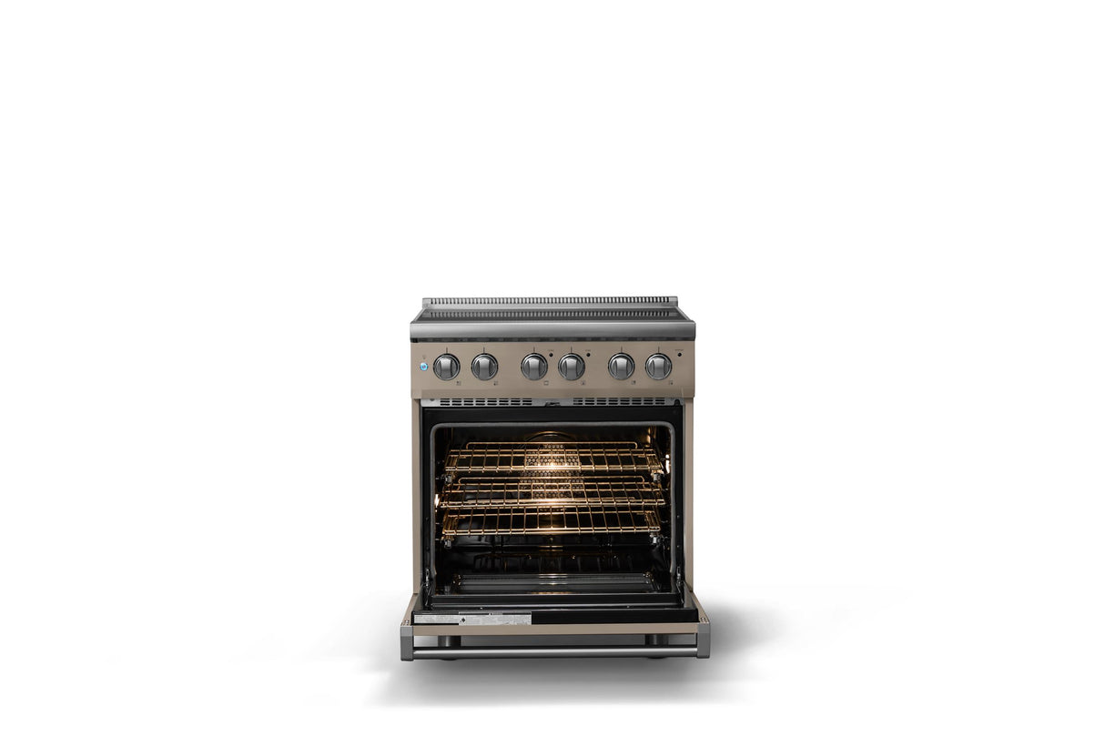 30"W. Electric Range (Finish: Nantucket, Trim: Polished Chrome)