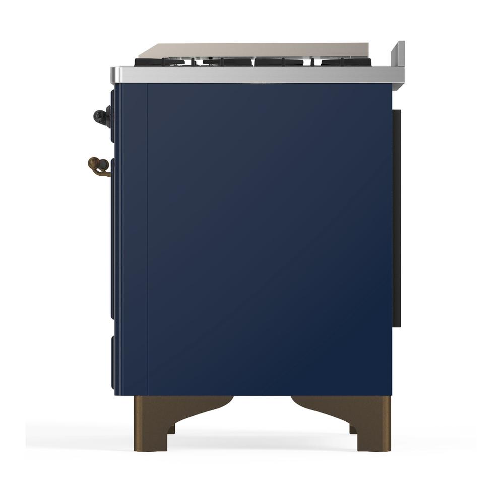 ILVE UM48FNR3MBB Majestic III 48 inch Dual Fuel Range with 8 Burners and Griddle, Dual Function Burner up to 25,000 BTU (Natural Gas, Triple Glass Door, Midnight Blue, Burnished)