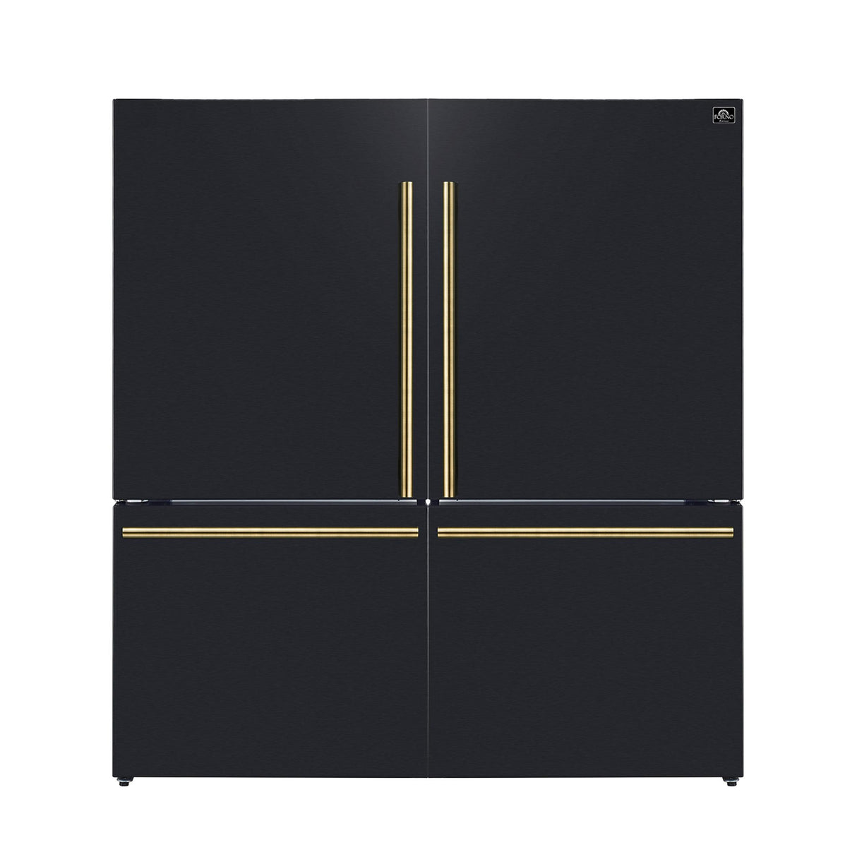 Forno Milano 2-Piece 62-Inch Freestanding Dual Bottom Freezer Refrigerator in Black - 34.4 cu.ft, Touch Control, Ice Maker
