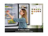 Bespoke 23 cu. ft. Counter Depth 4-Door French Door Refrigerator with AI Family Hub™+ & AI Vision Inside™ in Charcoal Glass and Stainless Steel