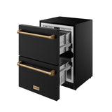 24 Inch Undercounter Built-in or Freestanding Drawer Refrigerator - Black/bronze  Gordon Ramsay Series