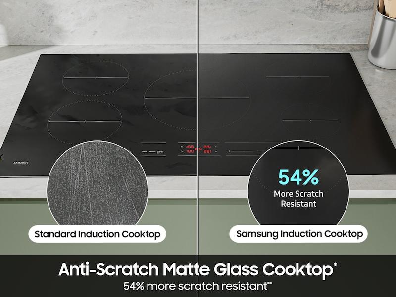 36" Induction Cooktop with Anti-Scratch Matte Glass and Sync Burners in Black
