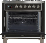Majestic II 36 Inch Dual Fuel Natural Gas Freestanding Range in Matte Graphite with Chrome Trim