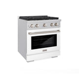 ZLINE 30 in. 4.2 cu. ft. 4 Burner Gas Range with Convection Gas Oven in DuraSnow' Stainless Steel with White Matte Door (SGRS-WM-30)