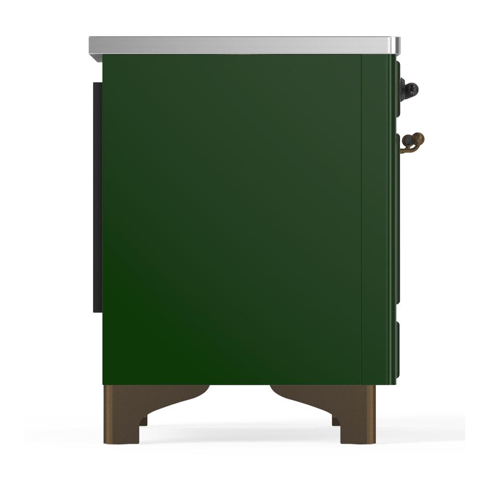 ILVE UMDIB40NR3EGB Majestic III 40 inch Induction Range with 6 Elements, 3.82 cu. ft. Total Oven Capacity (Triple Glass Door, Emerald Green, Burnished)