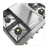 ILVE UHCP36FNSSP Nostalgie II 36 inch Built-In Gas Rangetop with 6 Burners and Griddle, in Stainless Steel (Natural Gas, Copper)