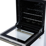Forno Pallerano 20 Inch Freestanding Electric Range in White with Antique Brass, Compact Design