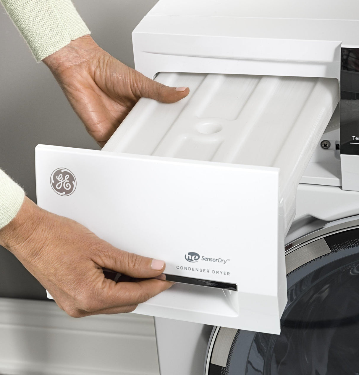 GE® 4.0 cu.ft. Capacity 24" Ventless Condenser Frontload Electric Dryer with Stainless Steel Basket