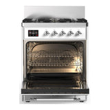 ILVE UM30NR3RACLP Majestic III 30 inch Dual Fuel Range with 5 Black Brass Burners, Dual Function Burner up to 25,000 BTU (Liquid Propane, Triple Glass Door, RAL, Chrome)