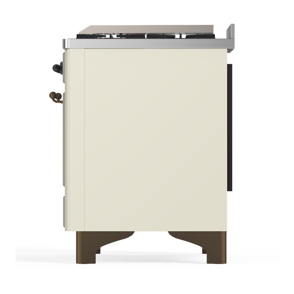 ILVE UM48FQNR3AWB Majestic III 48 inch Dual Fuel Range with 8 Burners and Griddle, Dual Function Burner up to 25,000 BTU (Natural Gas, Solid Door, Antique White, Burnished)