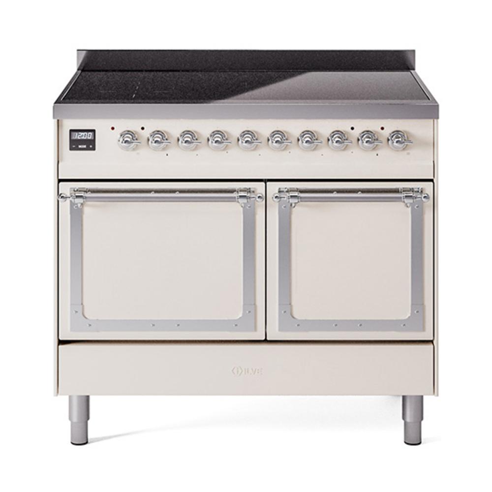 ILVE UNDI406QNMPAWC Nostalgie II Noblesse 40 inch Induction Range (Solid Door, Antique White, Chrome)